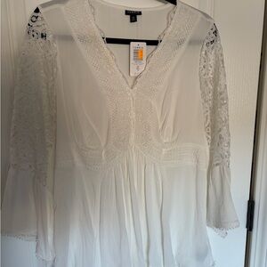 Torrid Cream Lace Detail Blouse